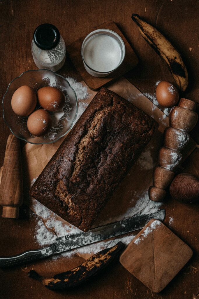 moist banana bread loaf with crunchy Demerara sugar top